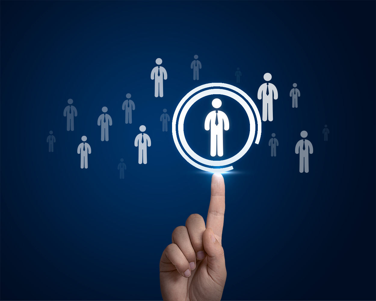 Recruitment Outsourcing - A finger selecting the best candidate