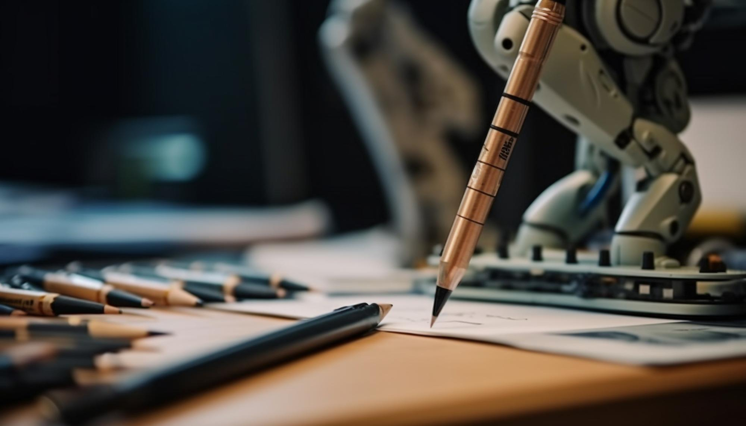 AI In Project Management with a robot holding a pen